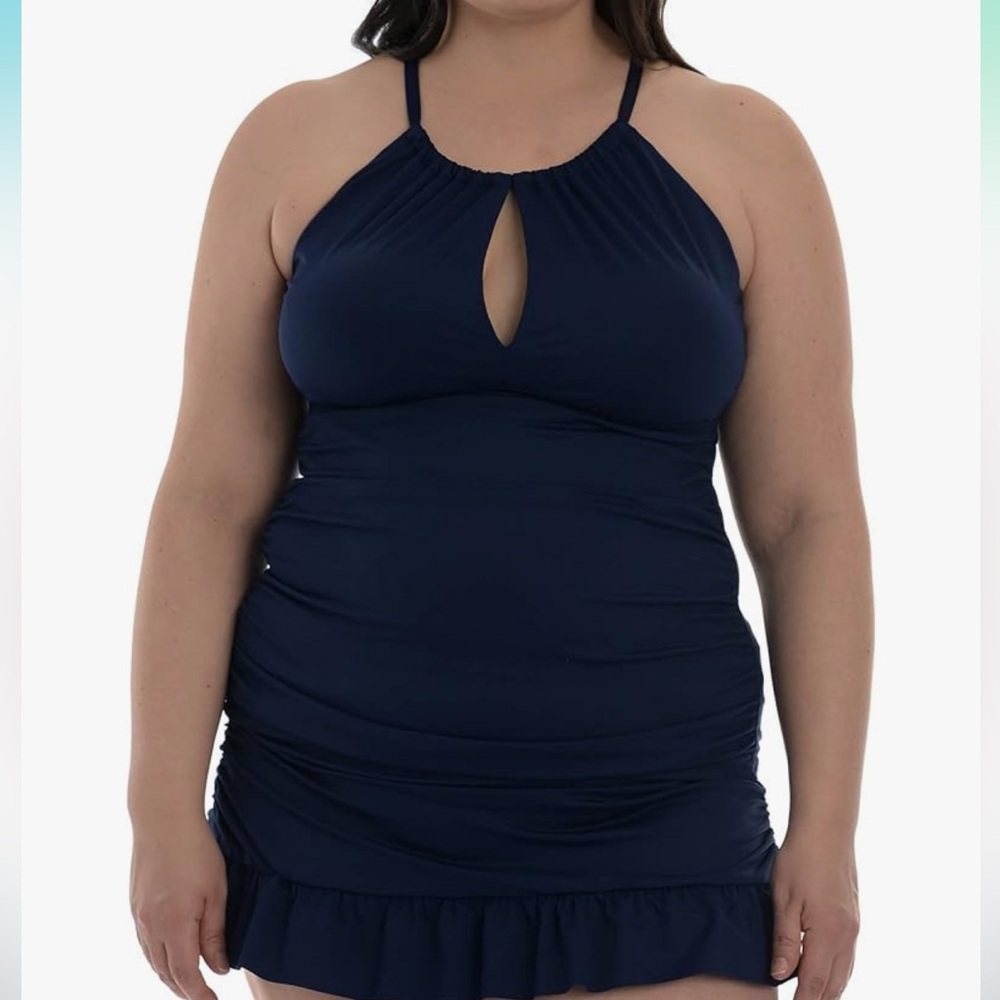 New La Blanca Women's Island Goddess High Neck Keyhole Tankini Swimsuit Top